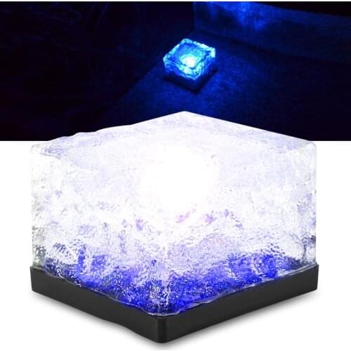 Solar Led Light Outdoor Waterproof Solar LED Light Buried Ice Brick Lamp for Outdoor Yard Garden Blue Light Garden Underground