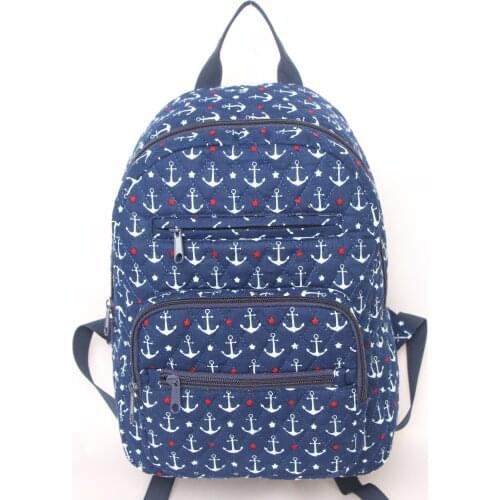 High quality quilted cotton backpack light weight backpack printed cotton backpack book bag
