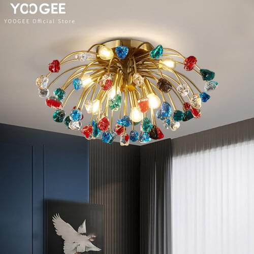 YOOGEE Modern Ceiling Chandelier for Bedroom Kitchen Crystal Ceiling Light Home Decoration LED Indoor Lighting