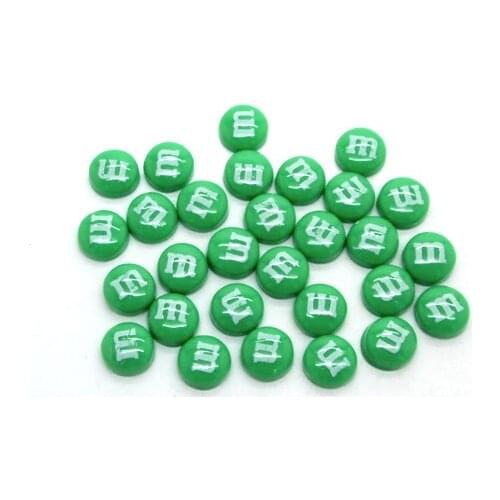 100Pcs Resin Green Letter M Decoration Crafts Flatback Cabochon Scrapbooking Fit Hair Clips Embellishments Beads Diy