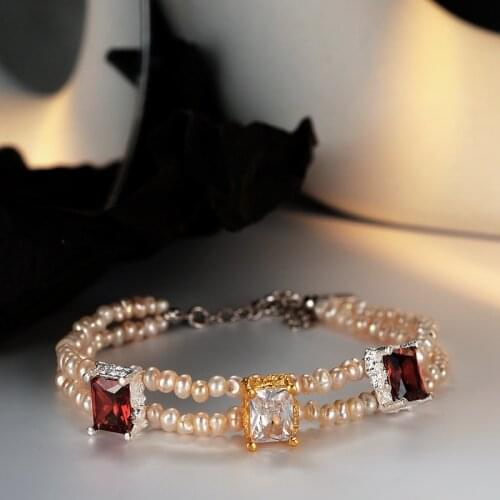 Silvology 925 Sterling Silver Pearl Zirconia Bracelet for Women Double Layer Freshwater Pearl Luxury Aesthetics Designer Jewelry