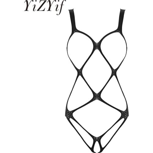 Women Lingerie Bodysuits Sexy Costume One-piece Erotic Hollow Out Fishnet Bodystockings See-through Stretchy Bodysuits Nightwear
