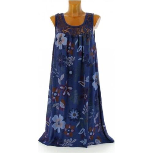 Women Floral Print Dress Summer Casual Loose Sleeveless Dresses Ladies Bohemian Sexy Lace Casual Dress