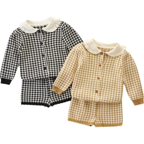 Winter Baby Girl Clothes Set Knitted Boys Set Sweaters+Shorts 2pcs Kids Clothing Girls Cotton Knitted Suits 2019 Spring New