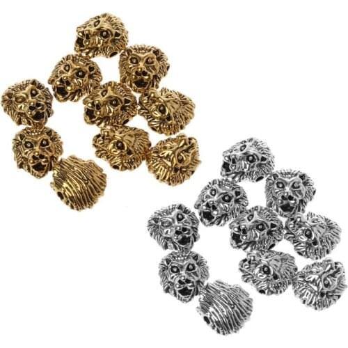 10Pcs Tibetan Lion Head Metal Spacer Beads for Bracelet DIY Jewelry Findings
