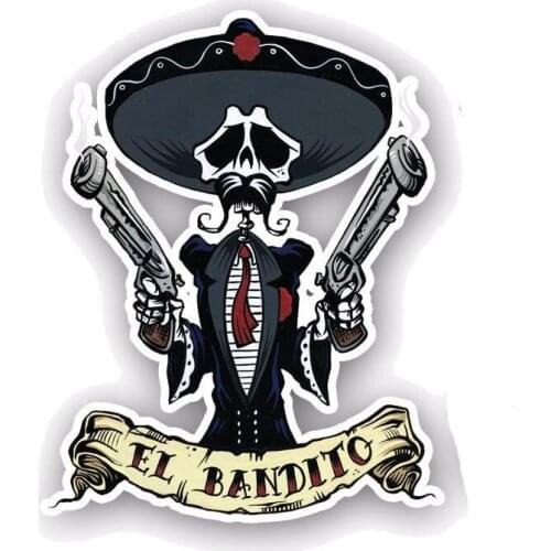 10CM*12.7CM Car Accessories EL BANDITO Skull Car Sticker Style Decal PVC 6-0046