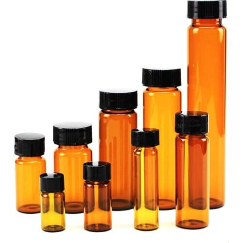 LAB 3ml to 50ml Amber clear Glass sample bottles brown screw-mouth essential oil bottle Lab vial Chemistry Glassware