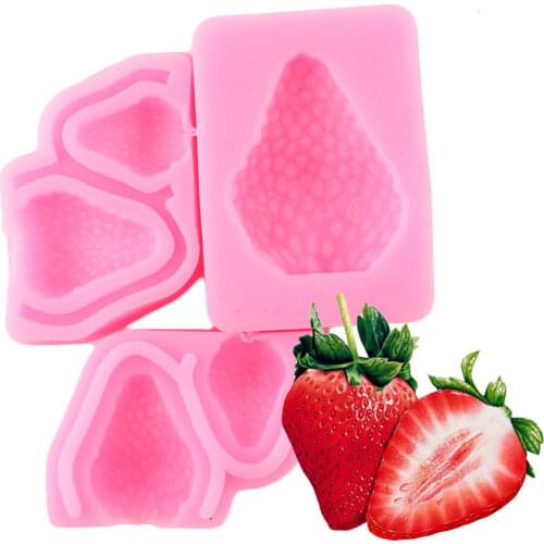 3Pcs/Set Strawberry Silicone Molds Fruit Fondant Cake Decorating Tools Cupcake Topper Mold Candy Polymer Clay Chocolate Moulds