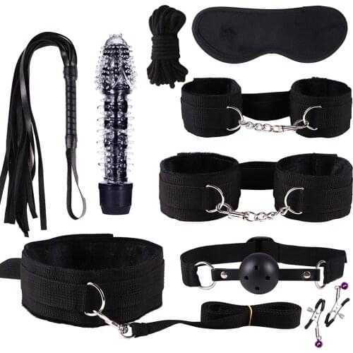 Sex Toys for Women Couples Sex Bondage Gear Set Handcuffs Sex Games Gag Anal plug Spike Vibrator for women toys for adults 18