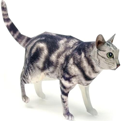 American Shorthair Cat Pet Paper Model Realistic Animal Mini Cute Card 3D Papercraft DIY Kids Adult Handmade Craft Toys WE-050