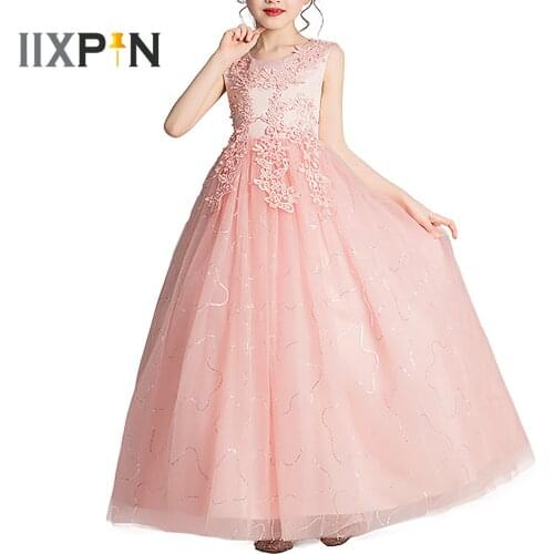 Elegant Girls Dress Embroidery Kids Vestidos Birthday Dress First Communion Dress for Girls Prom Pageant Wedding Party Dress