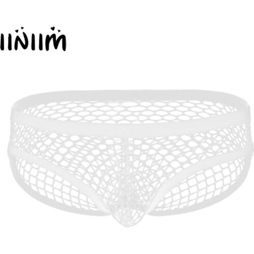 Iiniim Men Underwear Sexy Transparent Fishnet Jockstrap Briefs Sissy G-String Bikini Underpants Male Gay Intimates Homme Panties