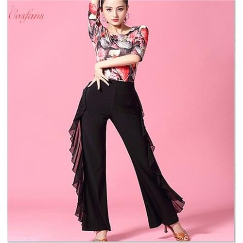 Latin dance costume practice clothes Long trousers for female/women,Ballroom performance wears New Style Tassel Modern Pants