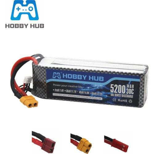 14.8v 5200mAh 30C LiPo Battery For RC Car Airplane Helicopter parts 4S Rechargeable Lipo lithium Battery T/XT60/JST Plug 1pcs