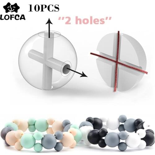 LOFCA 4 Holes 15mm Round Bead Food Grade Silicone Baby Teethers Accessories For Pacifier Teething Necklace Chew Jewelry Beads