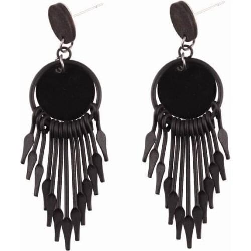 Statement Pendant Metal Dangle Women Earrings New Fashion Design Drop Tassel Ladies Tassel Earrings Jewelry Bijoux