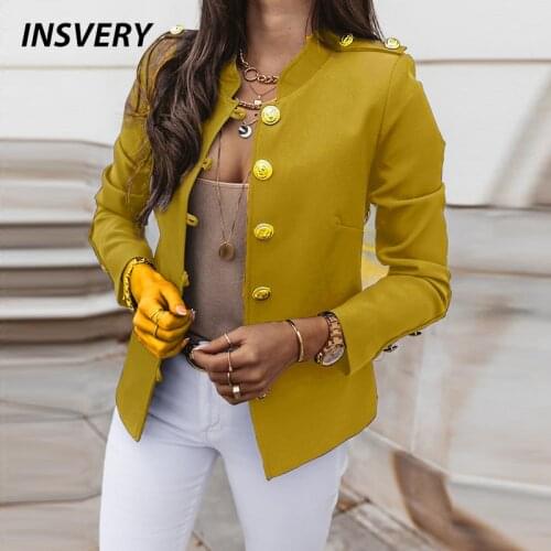 Fashion Women Short Jacket Button Coat Women Long Sleeve Single Breasted Office Ladies Casual Jackets For Women Outerwear 2021