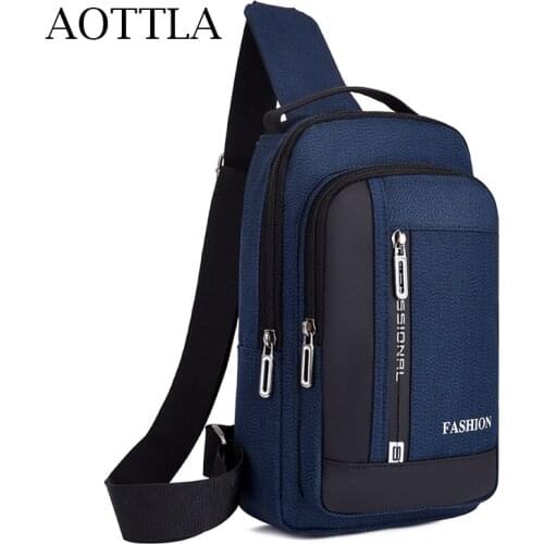 AOTTLA Men Business Chest Bag Fashion Casual Crossbody Bag Brand MenS Messenger Bag New Travel Shoulder Bag For Male Oxford Bag