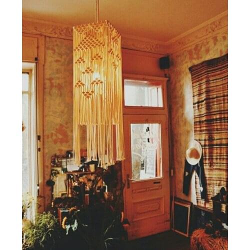 Wall Tapestry Lamp Decoration Macrame Bohemia Handcraft Tassel Tapestry Background Wall Decor