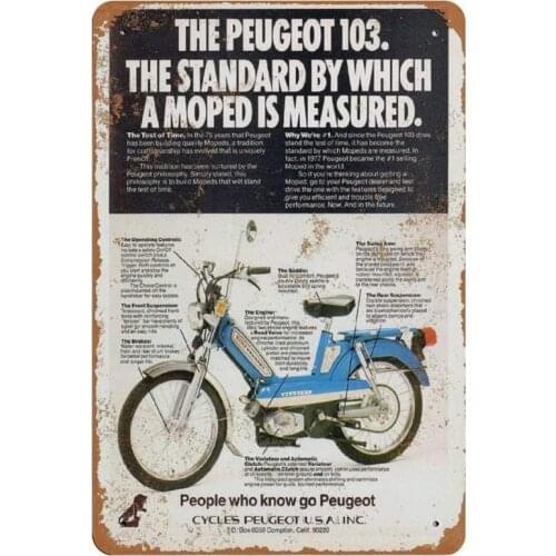 Novelty Metal Sign Peugeot 103 Mopeds Funny Rustic Decorative Sign Aluminum Sign Wall Plaque Metal Sign Home Decor 8"x12"