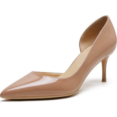 New Spring Autumn Casual Stilettos 6cm Thin Heels Wedding Shoes Woman Pointed Toe OL Work Patent Leather Pumps For Women M0038