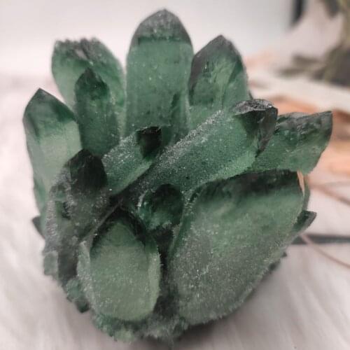 Newly discovered green quartz crystal cluster mineral specimen healing