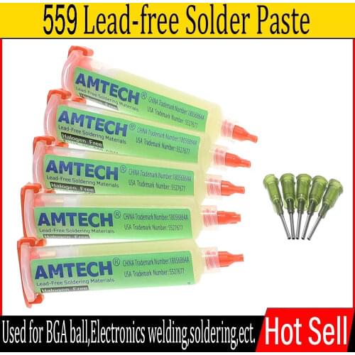 5pcs AMTECH NC-559-ASM BGA PCB No-Clean Solder Paste Welding Advanced Oil Flux Grease 10cc Soldering Repair Tools