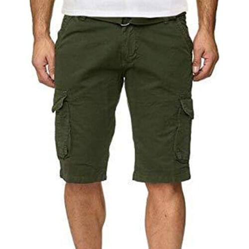 Board Shorts Men Multi-Pocket Military Camo Sports Cargo Shorts Fifth Pants with Waist Belt Casual Shorts Summer Drying Beach