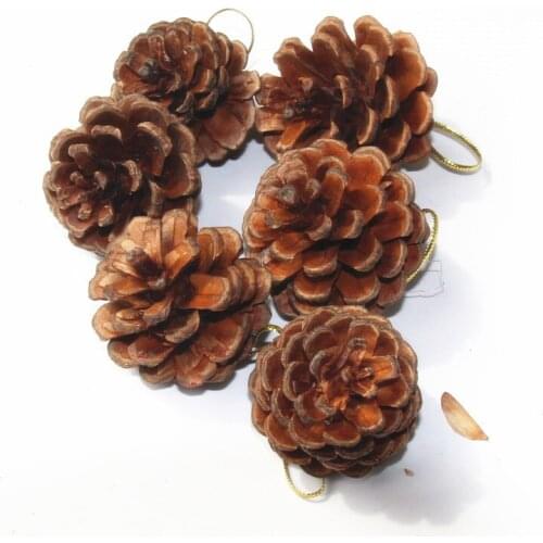6Pcs Authentic Natural Pine Cone Christmas Pendant Drop Ornaments Classic Delicate Christmas Tree Pendant Decoration Supplies
