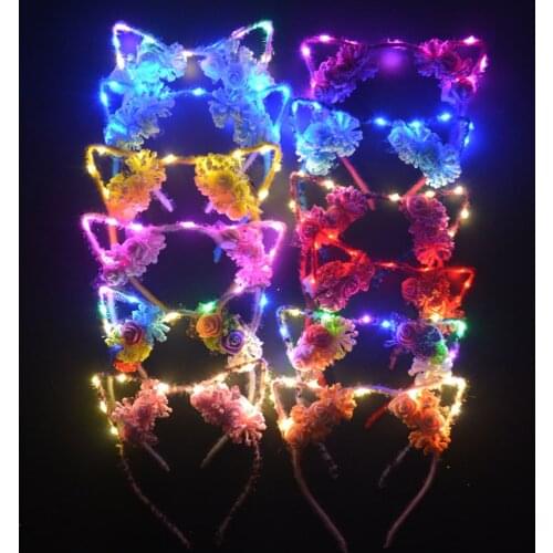 1PC Led Ear Animal Cat Fox Headband Light Up Flashing Blinking Glow Headwear Easter Wedding Valentines Day Birthday Party Gift