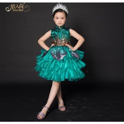 Real Picture Peacock Green Toddler Girls Sleeveless Tutu Birthday Party Dresses Children Girls Green Celebrity Dresses Luxury