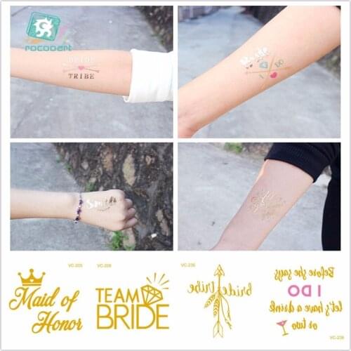 Rocooart Bride Team Temporary Tattoo Bachelorette Party Flash Taty Wedding Decoration Fake Tattoo Mariage Tatuaje Party Supplies