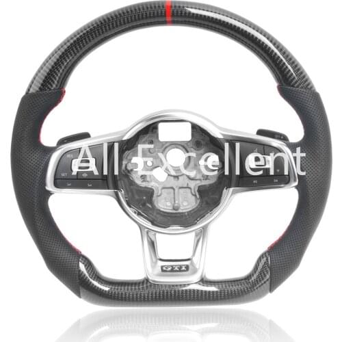 Carbon Fiber & Perforated Leather Steering Wheel with Paddle Shifter For Volkswagen Golf MK7 GTI R assembly