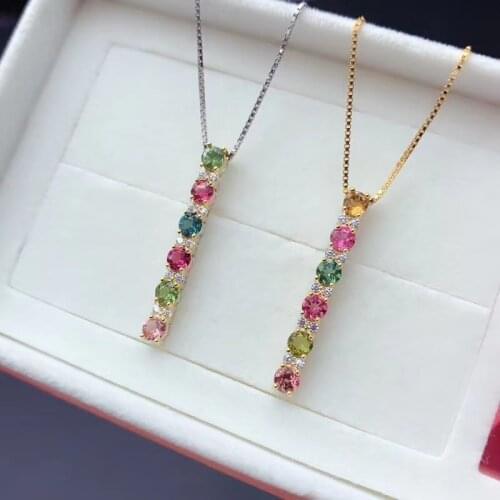 CoLife Jewelry Natural Multi-color Tourmaline Pendant for Daily Wear 3mm Tourmaline Silver Pendant 925 Silver Gemstone Pendant