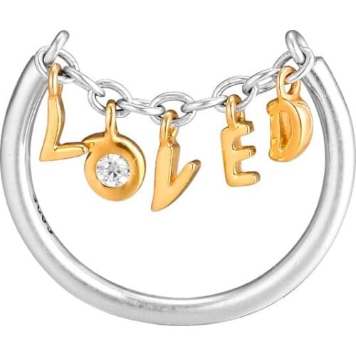 Genuine 925 Sterling Silver Rings Loved Script Rings for Women Party Wedding Jewelry Gift anillos Wholesale