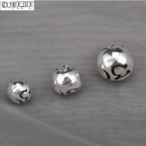 100% 925 Silver Tibetan OM Beads Vintage Sterling Buddhist OM Beads Thai Silver Tibetan Beads