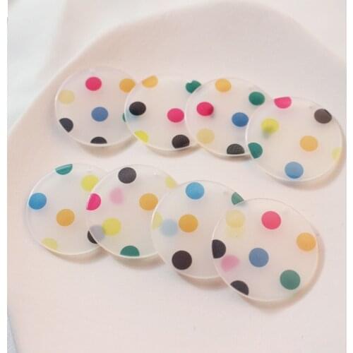 Spring style 30pcs/lot color dots print geometry rounds shape acrylic beads diy jewelry earring/garment pendant accessory
