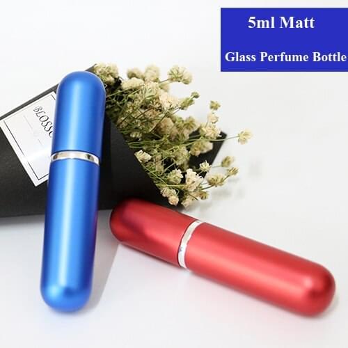 5ml 10/15/20/30pcs Mini Small Travel Round Tube Matt Aluminum Perfume Bottle Empty Glass Sprayer Atomizer Cosmetic Packaging