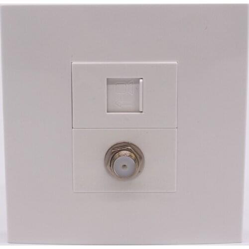 86mm Wall Outlet RJ45 With F Head TV Socket For LAN Television Plug White Panel Free Shipment