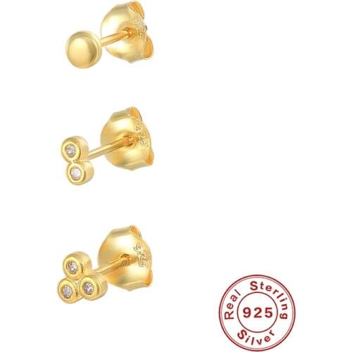 Canner 925 Sterling Silver Earrings Set Tiny CZ Crystal Piercing Earrings For Women Boucle oreille femme Mini Stud Earrings