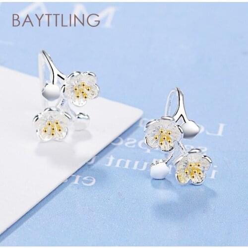 BAYTTLING 925 Sterling Silver 13MM Blue Crystal Bead Stud Earrings For Women Fashion Party Jewelry Gift Couple