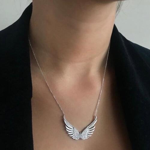 White Wing 925 Sterling Silver Necklace Women Girls Gift Jewelry Accessories Fashion Handmade Elegant Chain