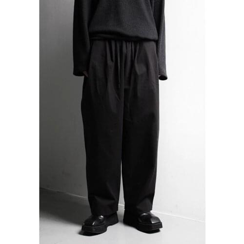Black corduroy pants mens autumn loose straight Japanese ancient wear wide leg casual pants