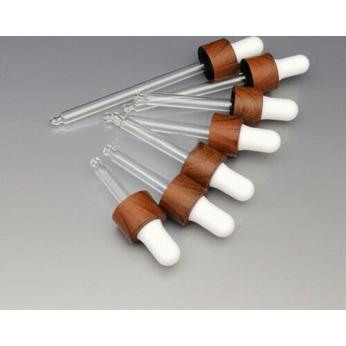 5ml-100ml 18/410 wooden shape dropper lid white/black bulb glass tube for essential oil /serum liquid bottle