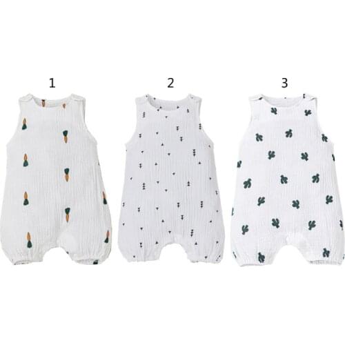 Baby Boys Girls Romper Summer Toddler Newborn Infant Sleeveless Cactus Print Cotton Jumpsuits Playsuits Overalls Outfits Y1QF