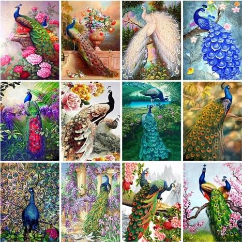 DIY Peacock 5D Diamond Painting Full Round Drill Flower Embroidery Cross Stitch Mosaic Home Decor Gift Drop&ship Wall Art