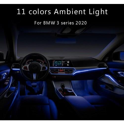 For BMW 3 Series G20 2019-2020 Interior Doors Panel Neon Voiture Strip Ambient Lights Decorative Lighting Tuning With 11 Colors