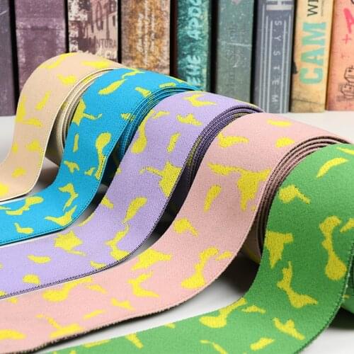 50mm Pink Printing Elastic Bands Nylon Fabric Elastic Ribbons Swimsuit Stretch Diy Clothing Jacquard Webbing Sewing Accessories