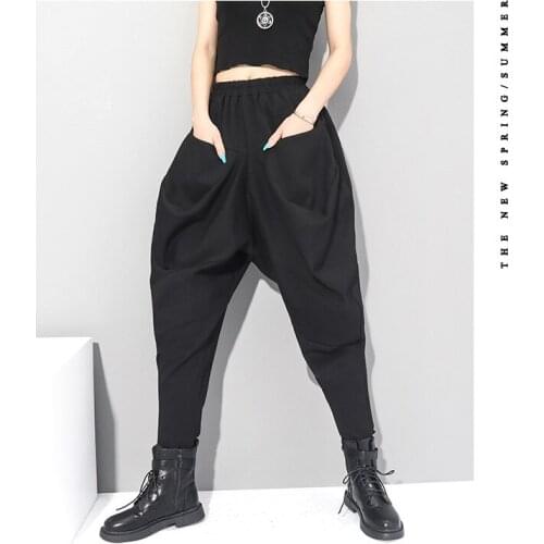 Europe and the United States 2021 spring and autumn new street fashion brand personality small foot Harem Pants elastic waist ve