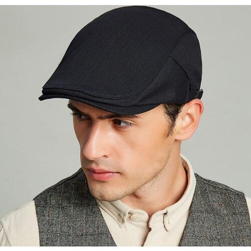 Mens British Ivy Cap Fashion Big Head Men Spring and Summer Leisure Beret Male Solid Cotton Newsboy Hat 55-60cm